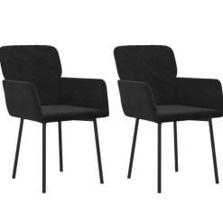 Stoelen*vidaXL Eetkamerstoelen 2 st fluweel Zwart