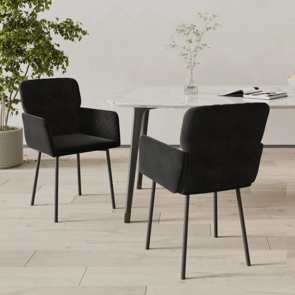 Stoelen*vidaXL Eetkamerstoelen 2 st fluweel Zwart