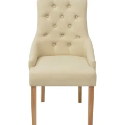 Stoelen*vidaXL Eetkamerstoelen 2 st stof crèmekleurig Cr&egrave;me