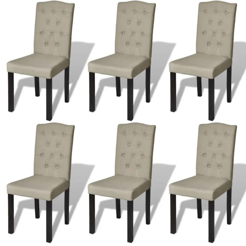 Stoelen*vidaXL Eetkamerstoelen 6 st stof camel Beige