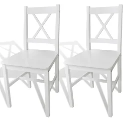 Stoelen*vidaXL Eetkamerstoelen 2 st grenenhout Wit