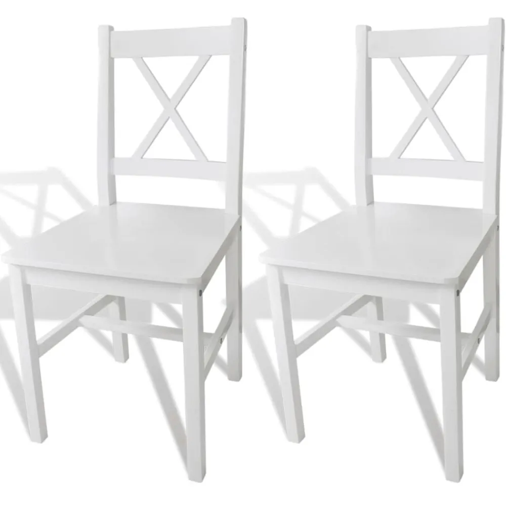 Stoelen*vidaXL Eetkamerstoelen 2 st grenenhout Wit