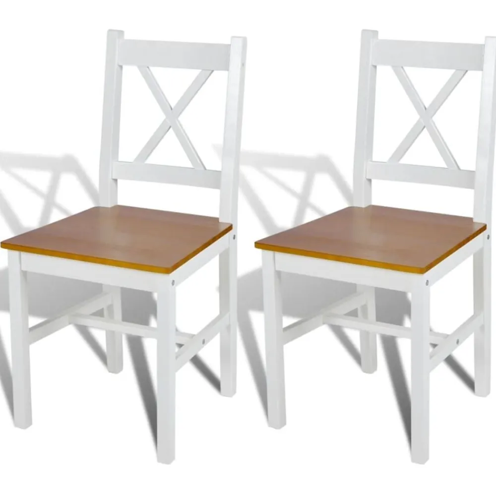 Eetkamerstoelen 2 st grenenhout wit>vidaXL