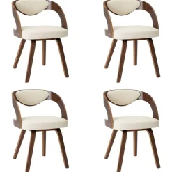 Eetkamerstoelen 4 st gebogen hout en kunstleer crèmekleurig>vidaXL Outlet