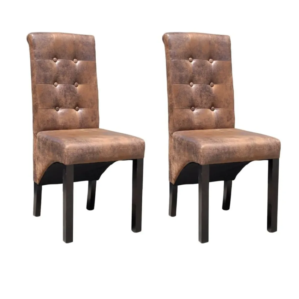 Eetkamerstoelen 2 st kunstleer bruin>vidaXL Online