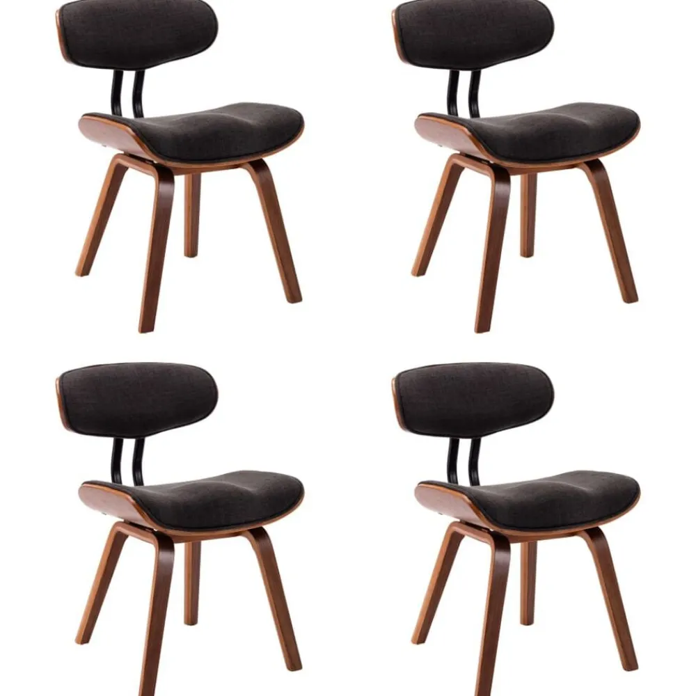 Stoelen*vidaXL Eetkamerstoelen 4 st gebogen hout en stof Grijs