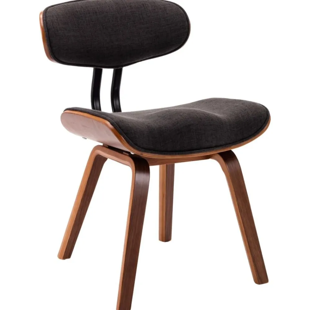 Stoelen*vidaXL Eetkamerstoelen 4 st gebogen hout en stof Grijs