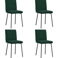 Stoelen*vidaXL Eetkamerstoelen 4 st fluweel Donkergroen
