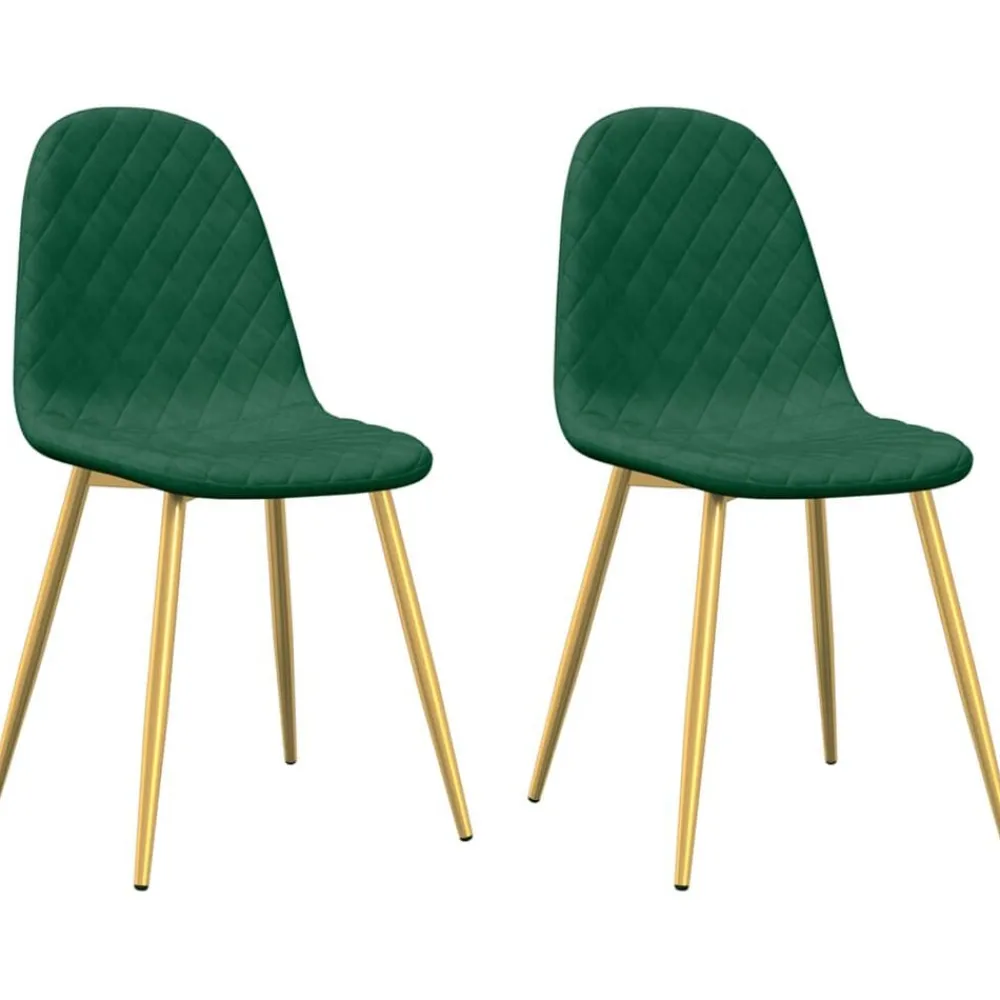Stoelen*vidaXL Eetkamerstoelen 2 st fluweel Donkergroen