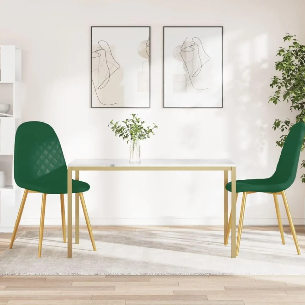 Stoelen*vidaXL Eetkamerstoelen 2 st fluweel Donkergroen