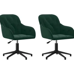 Stoelen*vidaXL Eetkamerstoelen draaibaar 2 st fluweel Donkergroen