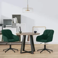 Stoelen*vidaXL Eetkamerstoelen draaibaar 2 st fluweel Donkergroen
