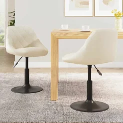 Stoelen*vidaXL Eetkamerstoelen draaibaar 2 st fluweel crèmekleurig Cr&egrave;me