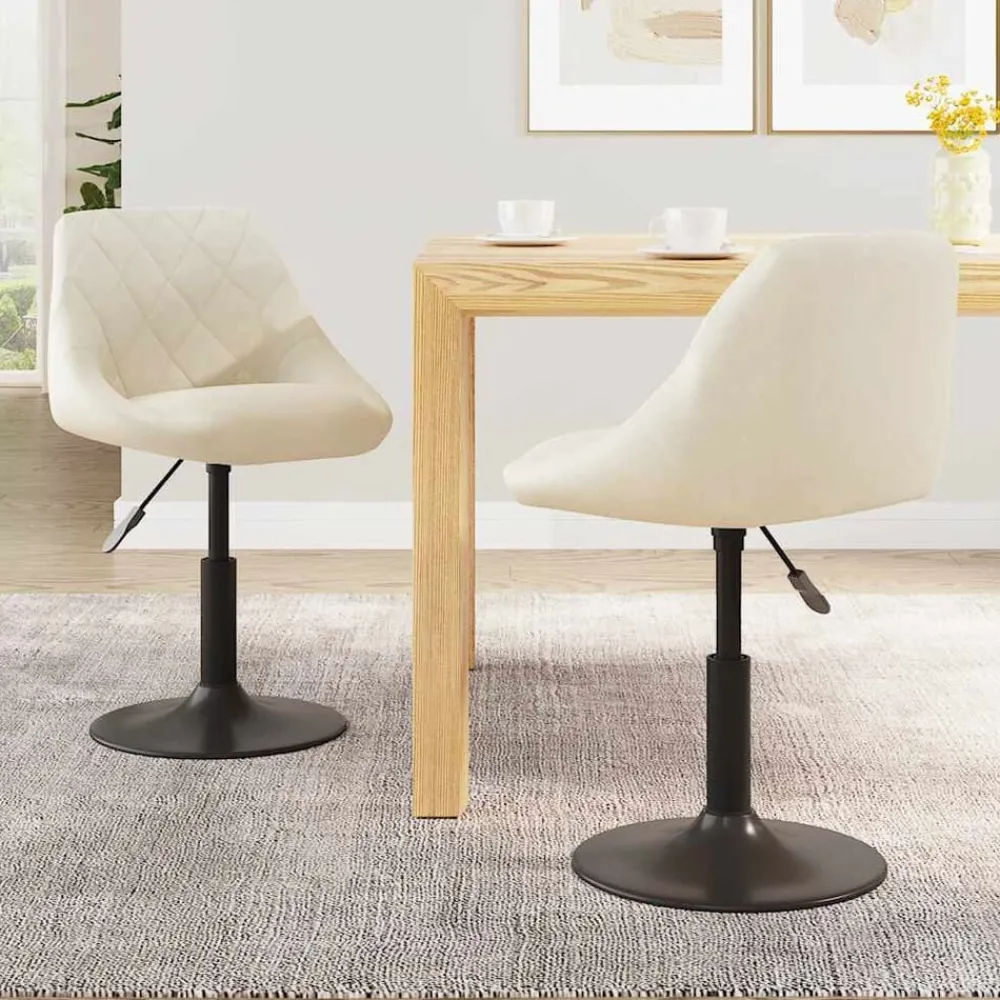 Stoelen*vidaXL Eetkamerstoelen draaibaar 2 st fluweel crèmekleurig Crème