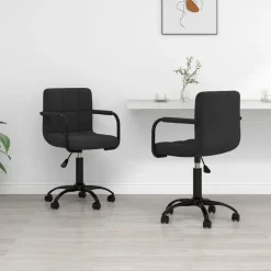 Stoelen*vidaXL Eetkamerstoelen draaibaar 2 st fluweel Zwart