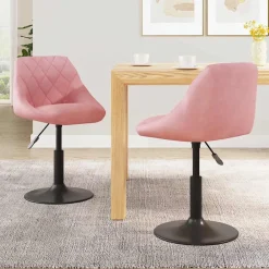 Stoelen*vidaXL Eetkamerstoelen draaibaar 2 st fluweel Roze