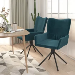 Eetkamerstoelen draaibaar 2 st fluweel><noscript><img width=
