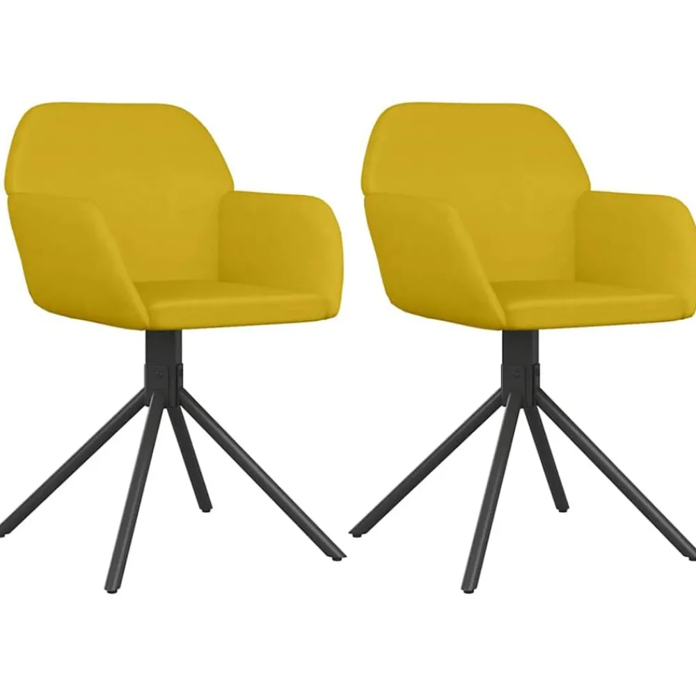 Stoelen*vidaXL Eetkamerstoelen draaibaar 2 st fluweel Geel