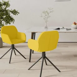 Stoelen*vidaXL Eetkamerstoelen draaibaar 2 st fluweel Geel