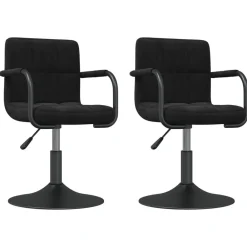Stoelen*vidaXL Eetkamerstoelen draaibaar 2 st fluweel Zwart