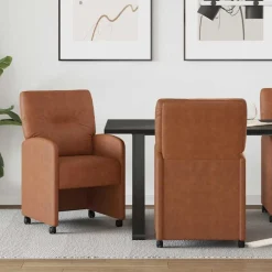 Stoelen*vidaXL Eetkamerstoelen met Wieltjes 2 pcs 57 x 67 x 95 cm Bruin