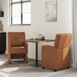 Stoelen*vidaXL Eetkamerstoelen met Wieltjes 2 pcs 57 x 67 x 95 cm Bruin