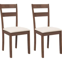 Eetkamerstoelen met kussens 2 st massief hout rubber bruin>vidaXL New
