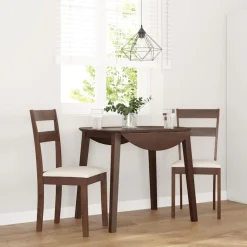 Eetkamerstoelen met kussens 2 st massief hout rubber bruin>vidaXL New