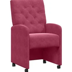 Stoelen*vidaXL Eetkamerstoelen met Wieltjes 2 pcs 58 x 67 x 97 cm Wijnrood