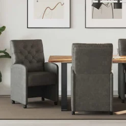 Stoelen*vidaXL Eetkamerstoelen met Wieltjes 2 pcs 58 x 67 x 97 cm Zwart