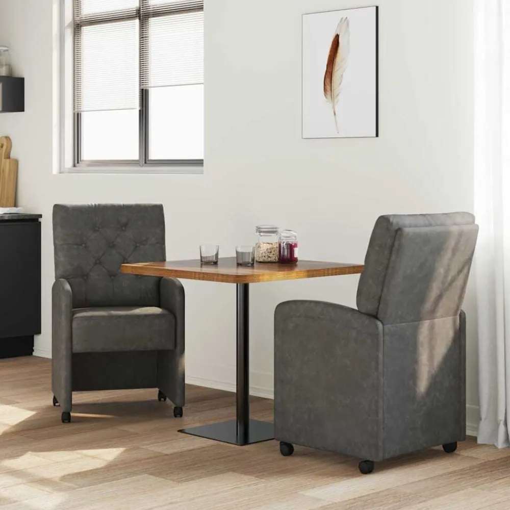 Stoelen*vidaXL Eetkamerstoelen met Wieltjes 2 pcs 58 x 67 x 97 cm Zwart