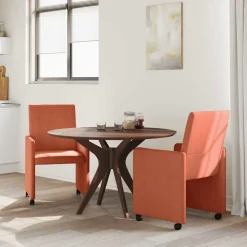 Stoelen*vidaXL Eetkamerstoelen met Wieltjes 2 pcs 57 x 66 x 94 cm Rood-oranje