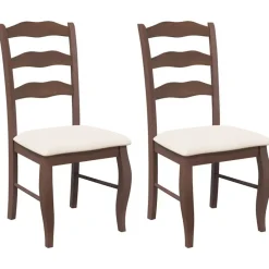 Eetkamerstoelen met kussens 2 stuks bruin massief hout rubber>vidaXL Hot