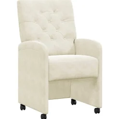 Stoelen*vidaXL Eetkamerstoelen met Wieltjes 2 pcs Crème 58 x 67 x 97 cm Crème