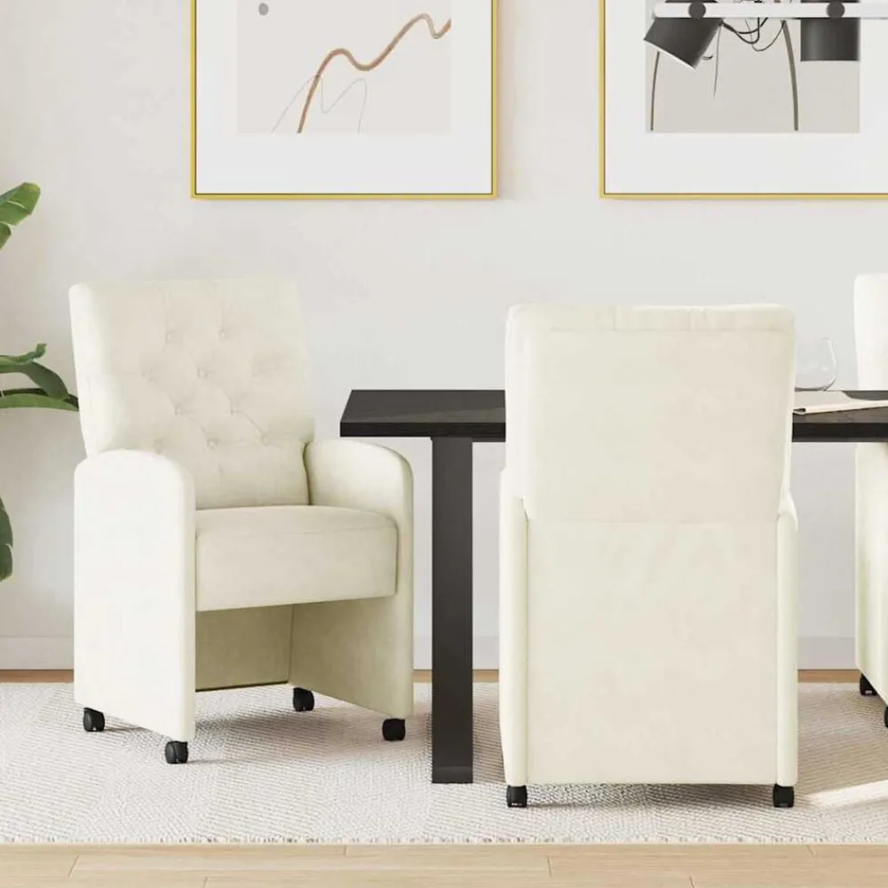 Stoelen*vidaXL Eetkamerstoelen met Wieltjes 2 pcs Crème 58 x 67 x 97 cm Crème