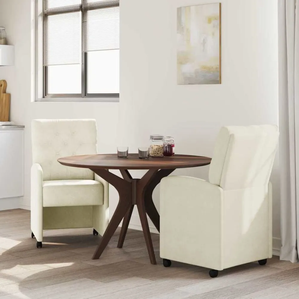 Stoelen*vidaXL Eetkamerstoelen met Wieltjes 2 pcs Crème 58 x 67 x 97 cm Crème