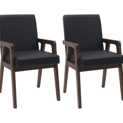 Eetkamerstoelen met kussens 2 stuks bruin massief hout rubber>vidaXL New