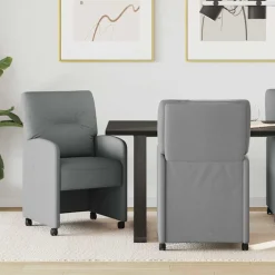 Stoelen*vidaXL Eetkamerstoelen met Wieltjes 2 pcs 57 x 67 x 95 cm Lichtgrijs