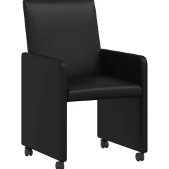 Stoelen*vidaXL Eetkamerstoelen met Wieltjes 2 pcs 57 x 66 x 94 cm Zwart