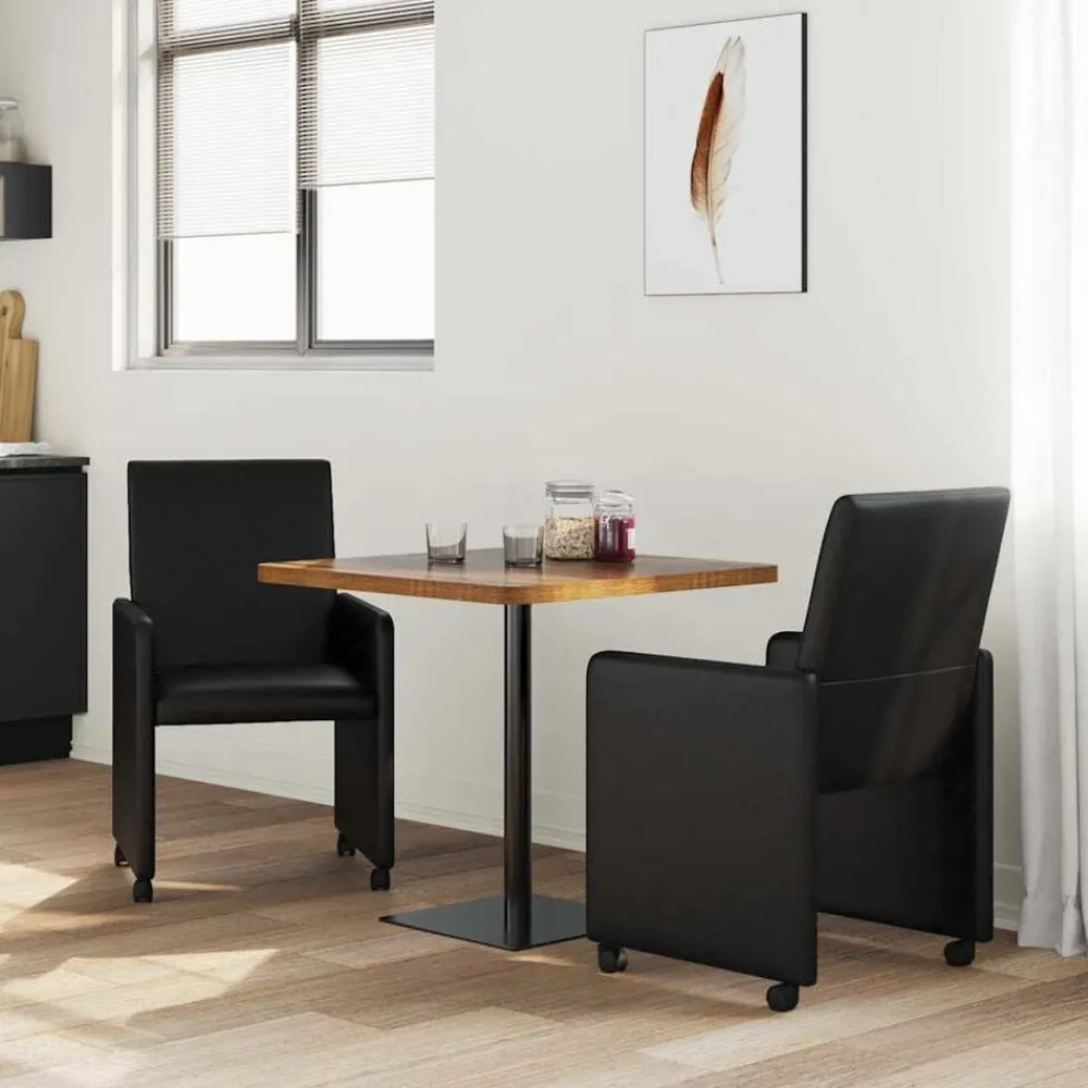 Stoelen*vidaXL Eetkamerstoelen met Wieltjes 2 pcs 57 x 66 x 94 cm Zwart