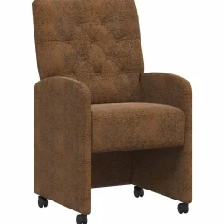 Stoelen*vidaXL Eetkamerstoelen met Wieltjes 2 pcs 58 x 67 x 97 cm Bruin