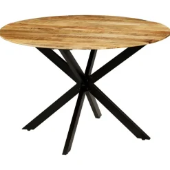 Tafels*vidaXL Eettafel 120x77 cm massief ruw mangohout en staal