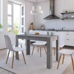 Tafels*vidaXL Eettafel 120x60x76 cm bewerkt hout Betongrijs