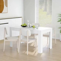 Tafels*vidaXL Eettafel 140x74,5x76 cm bewerkt hout Wit