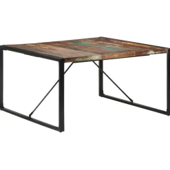 Tafels*vidaXL Eettafel 140x140x75 cm massief gerecycled hout Zwart