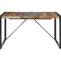 Tafels*vidaXL Eettafel 140x140x75 cm massief gerecycled hout Zwart