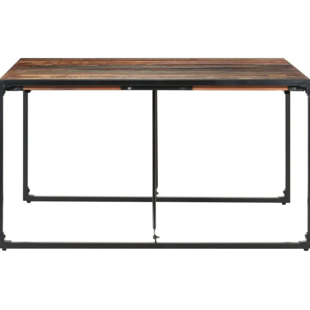 Tafels*vidaXL Eettafel 140x140x75 cm massief gerecycled hout Zwart