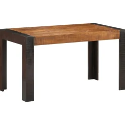 Tafels*vidaXL Eettafel 140x70x76 cm massief ruw mangohout Donkerbruin
