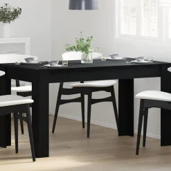 Tafels*vidaXL Eettafel 140 x 74,5 x 76 cm Bewerkt hout Zwart eiken