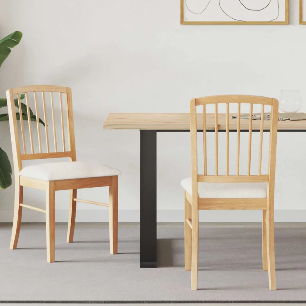 Stoelen*vidaXL Eettafelstoelen 2 pcs Naturel 50 x 52,5 x 91 cm Natuurlijk en licht
